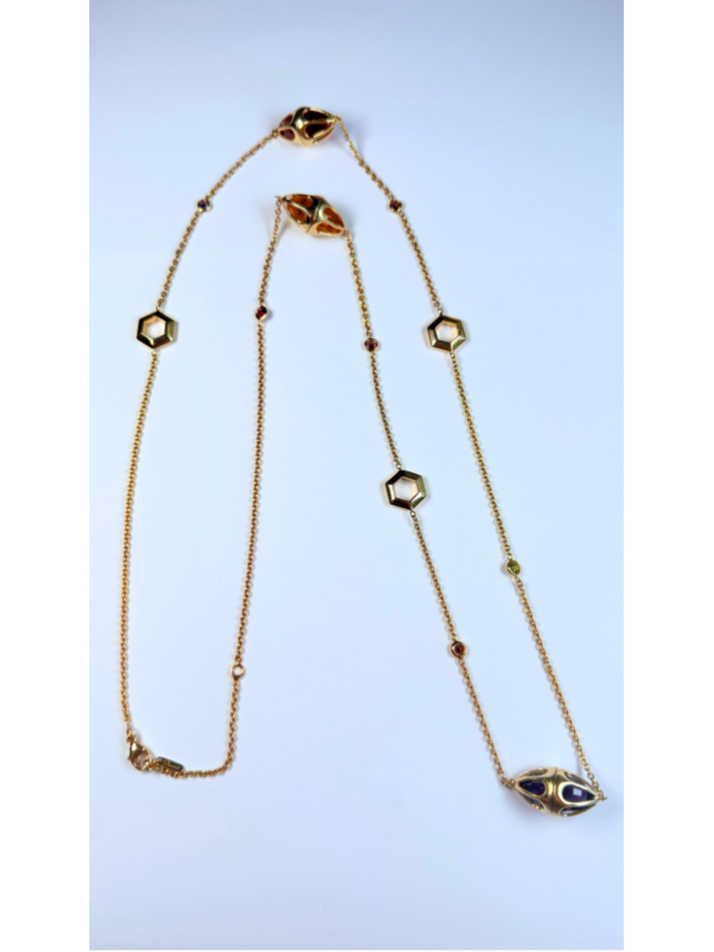 Baccarat Medicis Gold Vermeil 925 Sterling Silver 38" Station Necklace $1150 - Picture 2 of 10